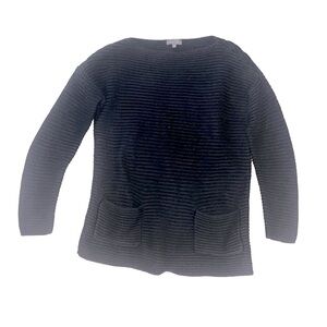 vince camuto black knit long sleeve cozy sweater with pockets